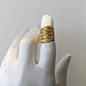 Stacked Intertwining Multi-Row Open Shank Waves Ring Gold - sz 5½